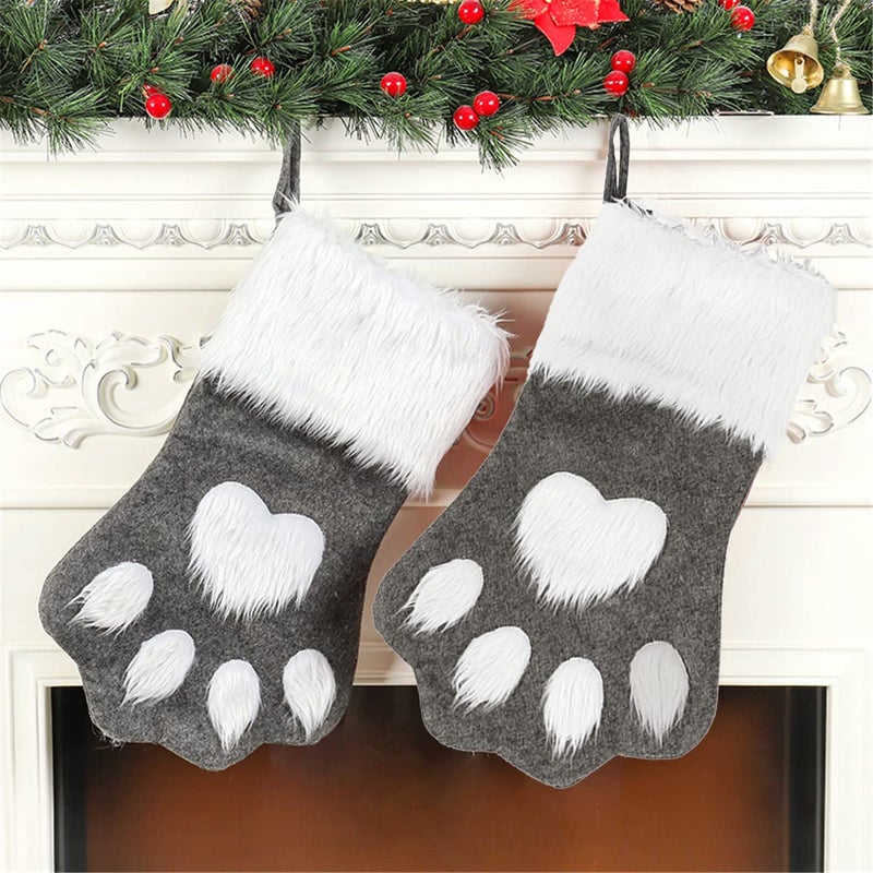 SherryDC Dog Cat Paw Christmas Stockings, Plush Hanging Socks for Holiday and Christmas Decorations - Image 4